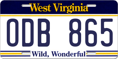 WV license plate ODB865