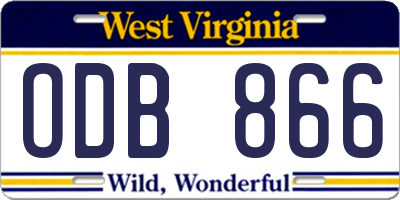 WV license plate ODB866