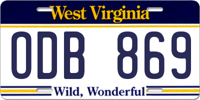 WV license plate ODB869