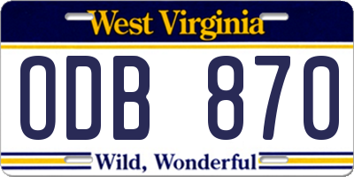 WV license plate ODB870
