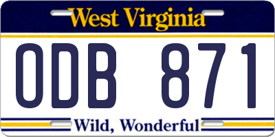 WV license plate ODB871