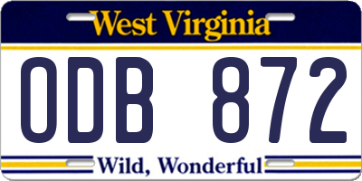 WV license plate ODB872