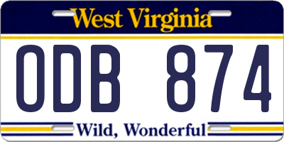 WV license plate ODB874