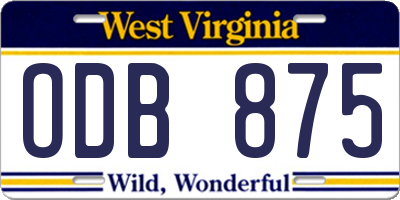 WV license plate ODB875