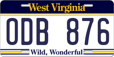 WV license plate ODB876