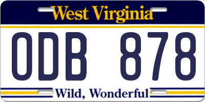 WV license plate ODB878