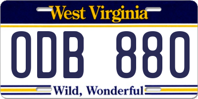WV license plate ODB880