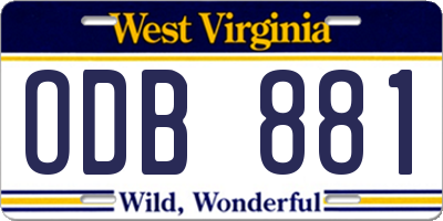 WV license plate ODB881