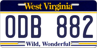 WV license plate ODB882