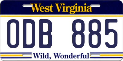 WV license plate ODB885