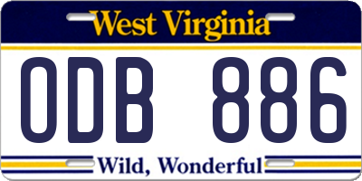 WV license plate ODB886