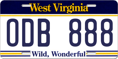 WV license plate ODB888