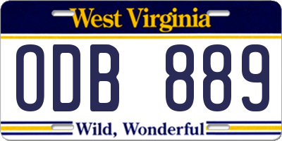 WV license plate ODB889