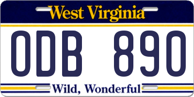 WV license plate ODB890