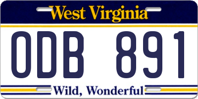 WV license plate ODB891