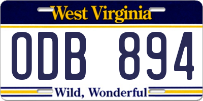 WV license plate ODB894