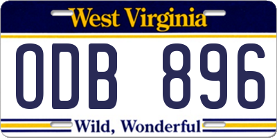 WV license plate ODB896