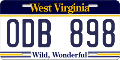 WV license plate ODB898