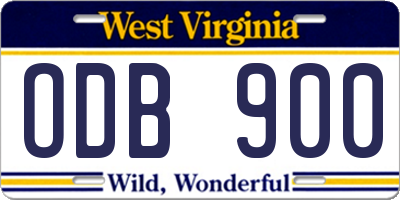 WV license plate ODB900