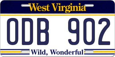 WV license plate ODB902