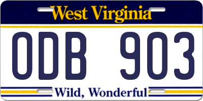 WV license plate ODB903