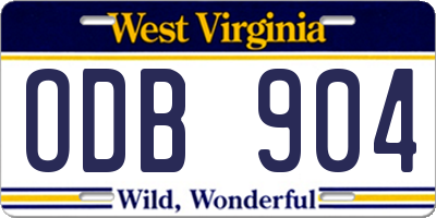 WV license plate ODB904