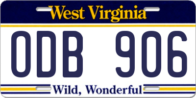 WV license plate ODB906