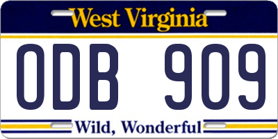 WV license plate ODB909