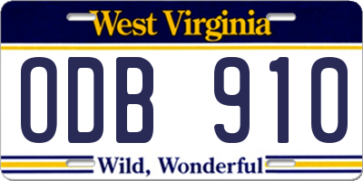 WV license plate ODB910