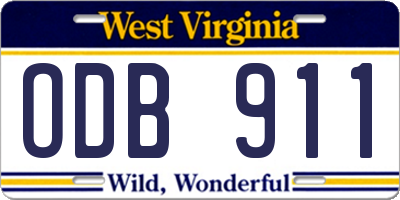 WV license plate ODB911