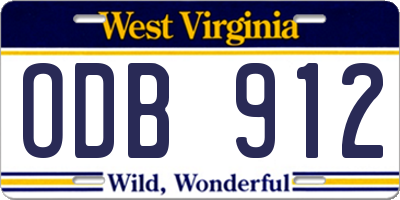 WV license plate ODB912