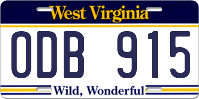 WV license plate ODB915