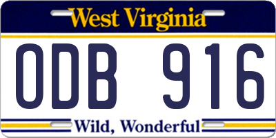 WV license plate ODB916