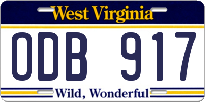 WV license plate ODB917
