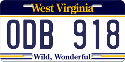 WV license plate ODB918