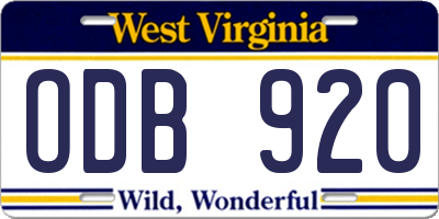 WV license plate ODB920