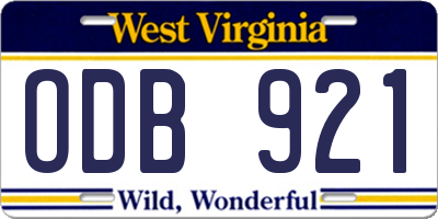 WV license plate ODB921