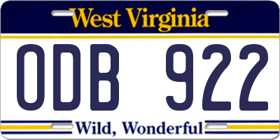 WV license plate ODB922