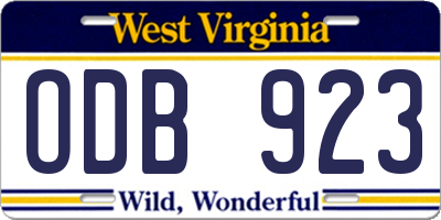 WV license plate ODB923