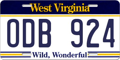 WV license plate ODB924