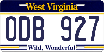 WV license plate ODB927