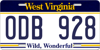 WV license plate ODB928
