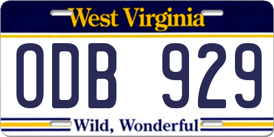 WV license plate ODB929