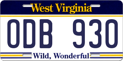 WV license plate ODB930