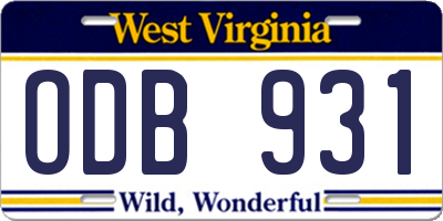 WV license plate ODB931