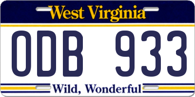 WV license plate ODB933