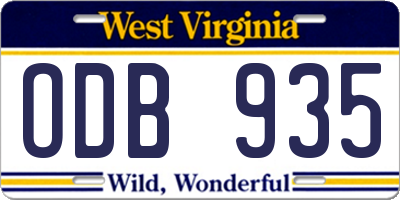 WV license plate ODB935