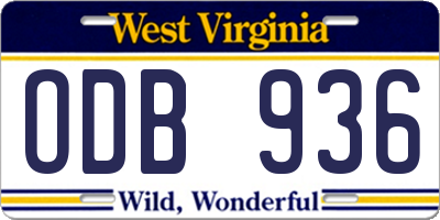 WV license plate ODB936