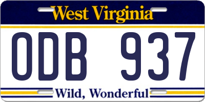 WV license plate ODB937