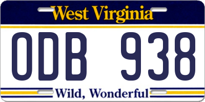 WV license plate ODB938